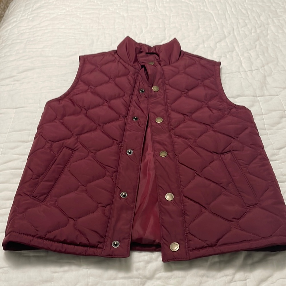 Janie and Jack quilted red wine color puffer vest snap down buttons 5/6
